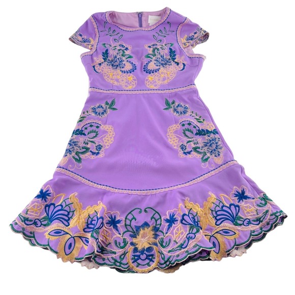 foxiedox Dresses & Skirts - foxiedox Lavender Embroidered Long Sleeve Dress